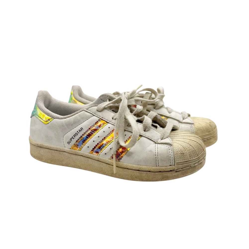 Adidas Girls Superstar Iridescent Tennis Shoes size 1Y